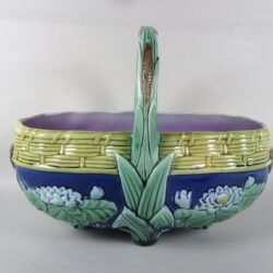 Majolica Water Lily & Bullrush Basket - SOLD